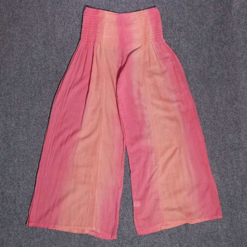 Johnny Was Amanda Bond Pants Medium Ombre Smocked Gauze Boho Wide Leg Resort